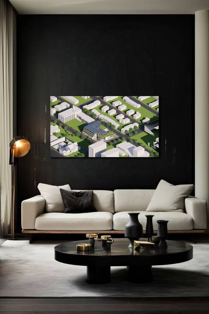Art and Science High School, shown in a room as a digital preview